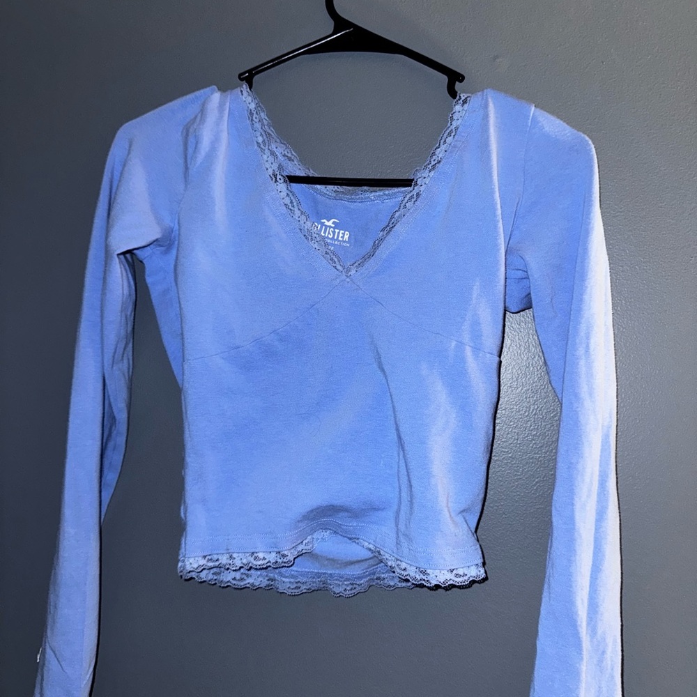 Hollister Blue Asymmetrical Wrap Blouse